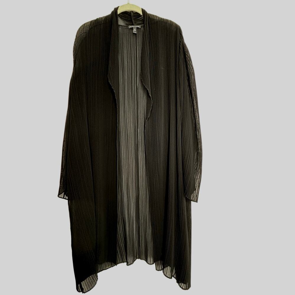 Eileen Fisher sheer open front top pleated long line size large event evening